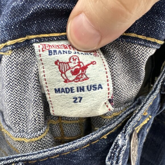 True Religion Joey Dark Hollow First Edition Destroyed Woman 27X32 Bootcut Flare - Picture 9 of 11